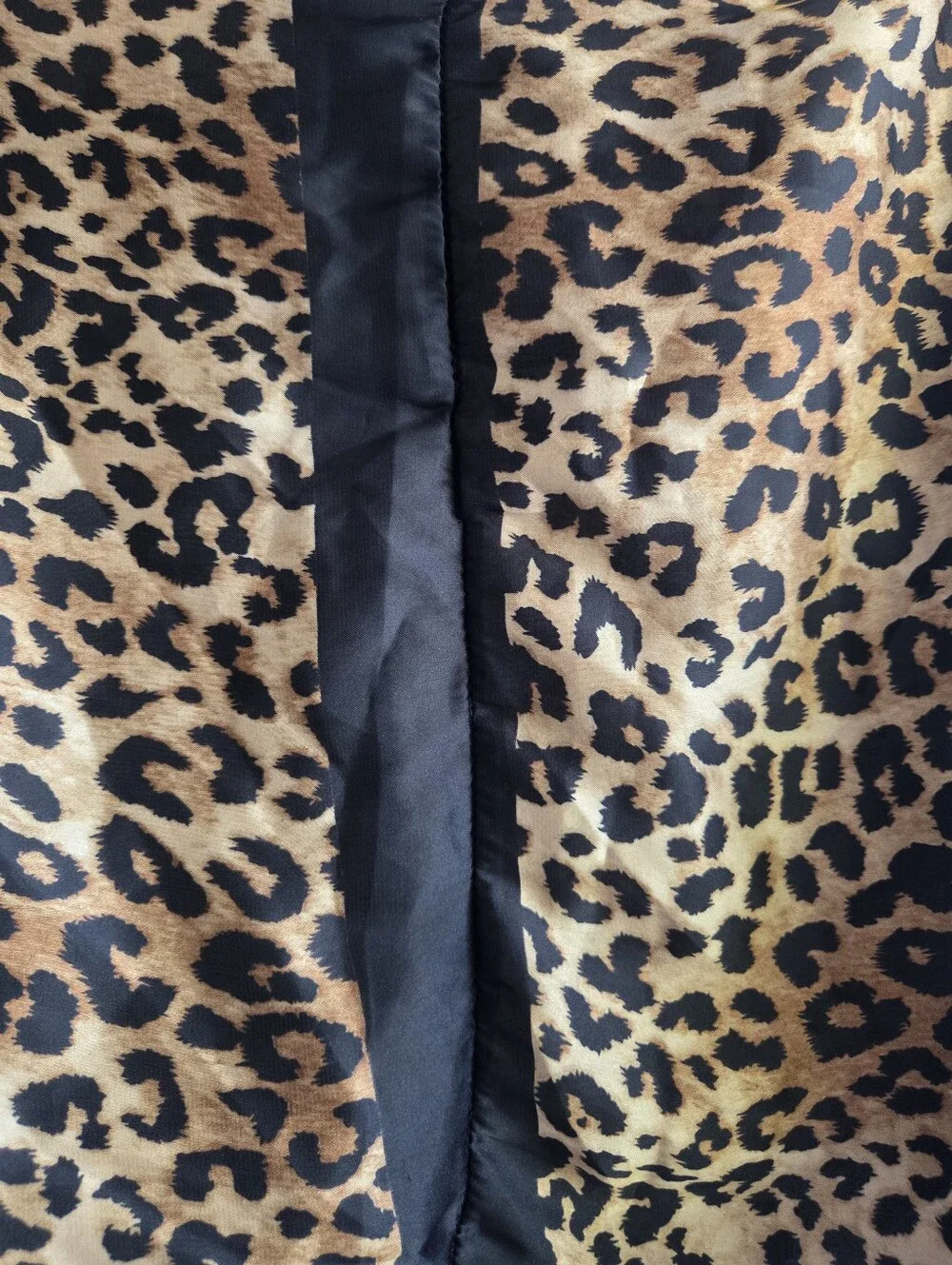 Silky Leopard Print Long Scarf Black Border Animal Print Sheer Chiffon